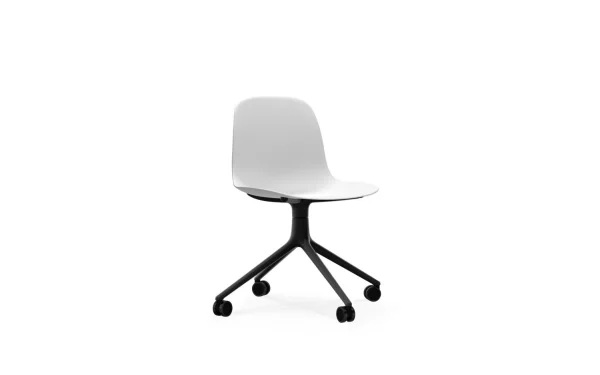 Normann Copenhagen Form Chair Swivel draaistoel - wit - aluminium zwart