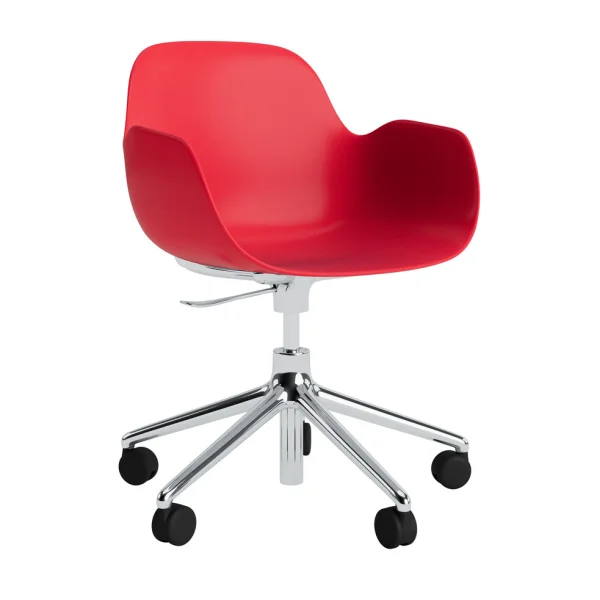 Normann Copenhagen Form Draaifauteuil met wielen - NormannCopenhagenFormBrightRed - aluminium