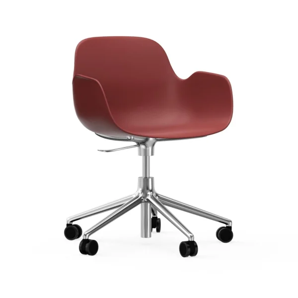 Normann Copenhagen Form Draaifauteuil met wielen - rood - aluminium