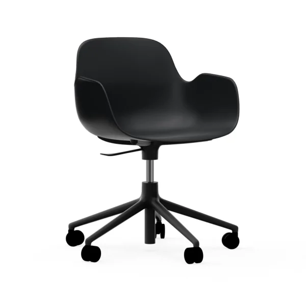 Normann Copenhagen Form Draaifauteuil met wielen - zwart - aluminium zwart