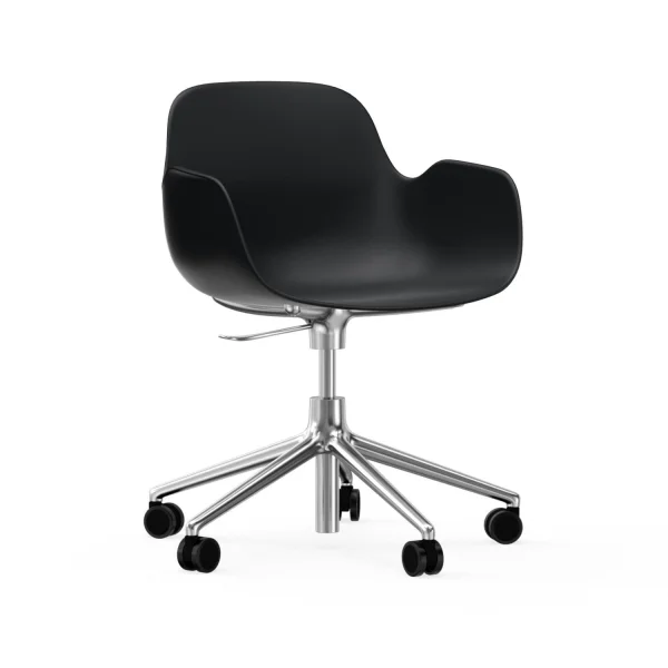 Normann Copenhagen Form Draaifauteuil met wielen - zwart - aluminium