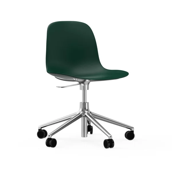 Normann Copenhagen Form Draaistoel met wielen - groen - aluminium zwart