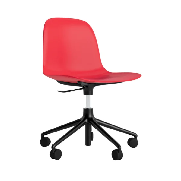 Normann Copenhagen Form Draaistoel met wielen - NormannCopenhagenFormBrightRed - aluminium zwart