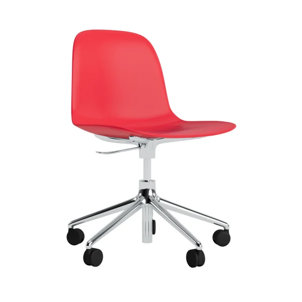 Normann Copenhagen Form Draaistoel met wielen - NormannCopenhagenFormBrightRed - aluminium