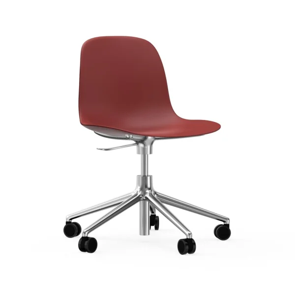 Normann Copenhagen Form Draaistoel met wielen - rood - aluminium