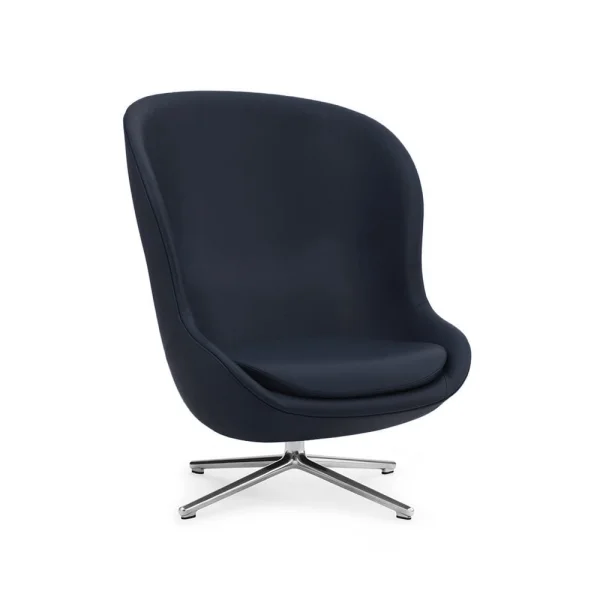 Normann Copenhagen Hyg fauteuil leer ultra 41573 navy, draaivoet van aluminium