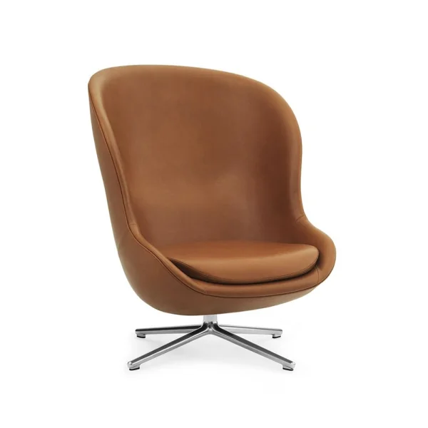 Normann Copenhagen Hyg fauteuil leer ultra 41574 brandy, draaivoet van aluminium