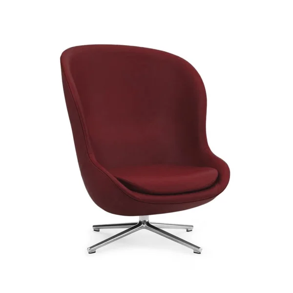 Normann Copenhagen Hyg fauteuil leer ultra 41579 brick, draaivoet van aluminium