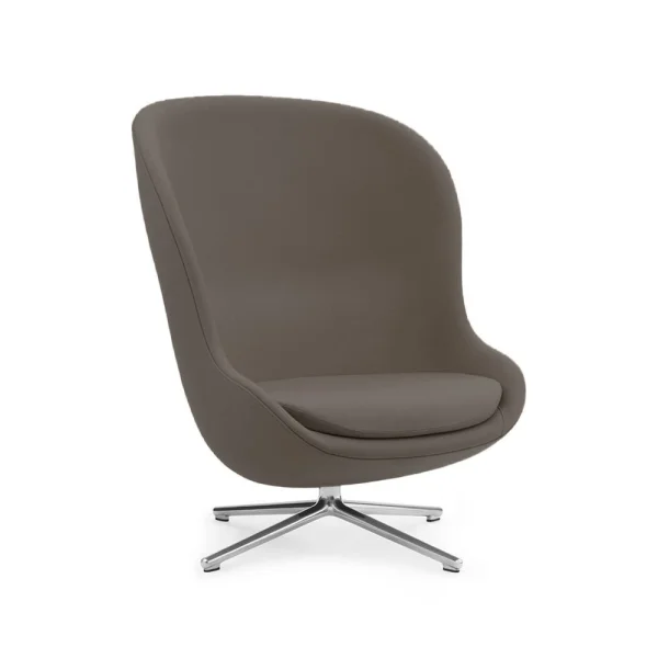 Normann Copenhagen Hyg fauteuil leer ultra 41585 grijs, draaivoet van aluminium