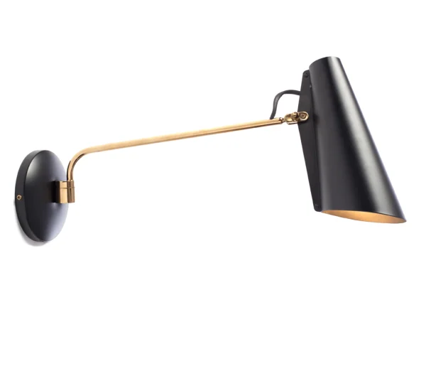 Northern Birdy wandlamp - zwart/messing - Swing