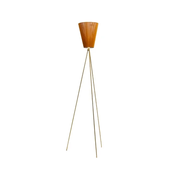 Northern Oslo Wood Vloerlamp caramel, goudkleurig onderstel