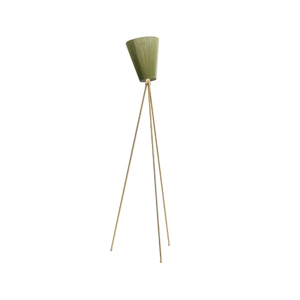 Northern Oslo Wood Vloerlamp olive green, goudkleurig onderstel