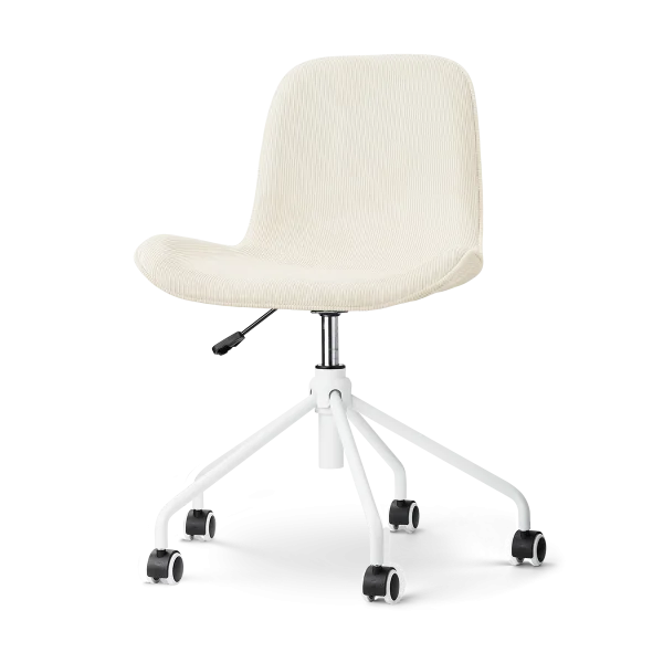 Nout-Fé bureaustoel rib beige - wit onderstel