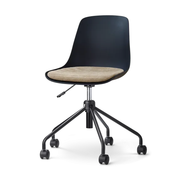 Nout-Liv eetkamerstoel zwart met nougatbruin zitkussen - zwart onderstel