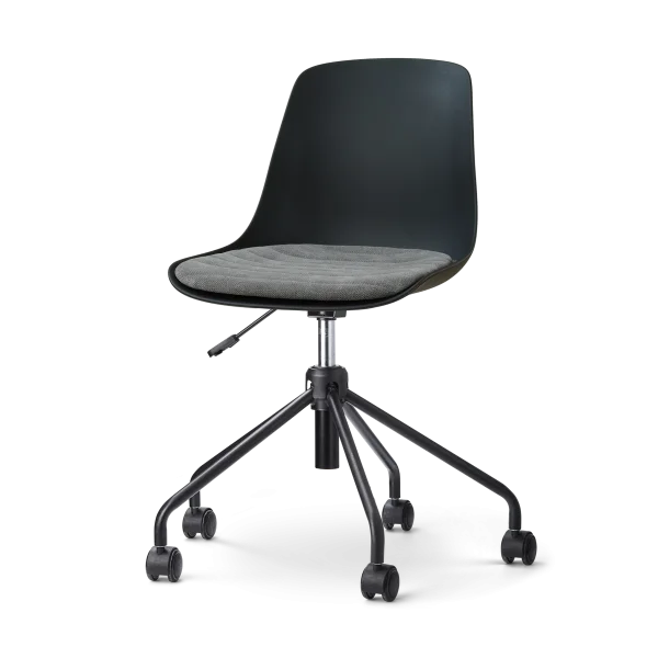 Nout-Liv eetkamerstoel zwart met zeegrijs zitkussen - zwart onderstel