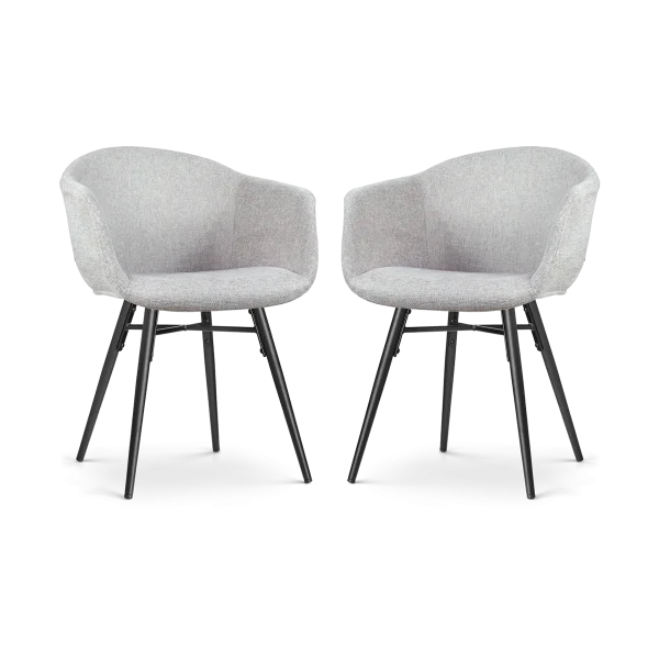 Nova-Otis eetkamerstoel lichtgrijs - zwart onderstel - set van 2