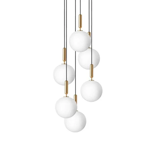 Nuura - Miira 6 Kroonluchter Large Brass/Opal White