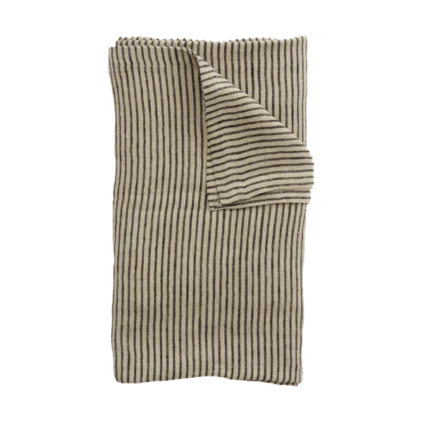 Olsson & Jensen Stripe linnen tafelkleed 150x300 cm Zwart zand