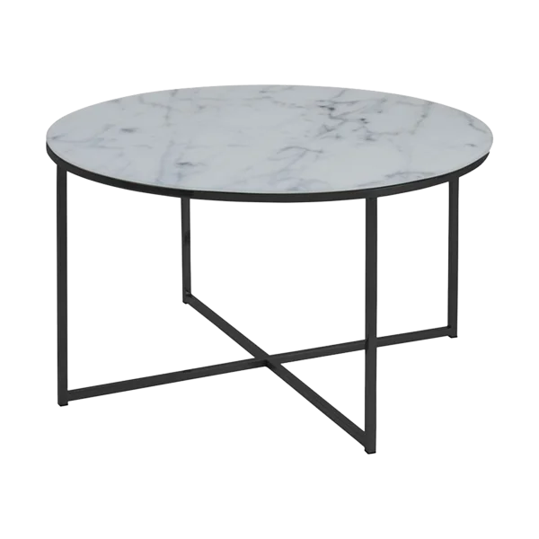 Owen salontafel marmerlook wit - Ø 80 cm