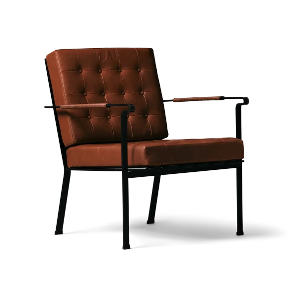 OX Denmarq Heather Chair fauteuil zwarte frame Cognac