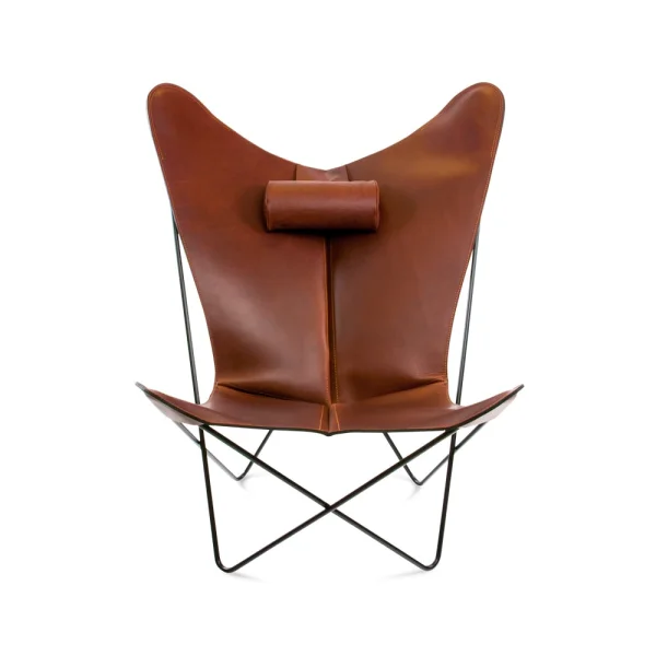 OX Denmarq KS Chair vleermuisfauteuil leer cognac, zwart onderstel