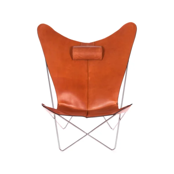 OX Denmarq KS Chair vleermuisfauteuil leer hazelnut, roestvrij onderstel