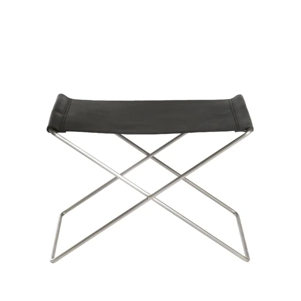 OX Denmarq OX Stool kruk leer zwart, roestvrij staal