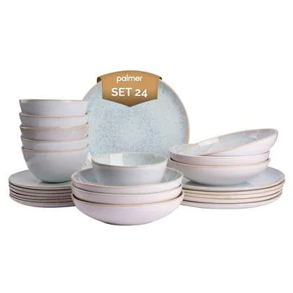 Palmer Serviesset Light Blue Sea Stoneware 6-persoons 24-delig Blauw