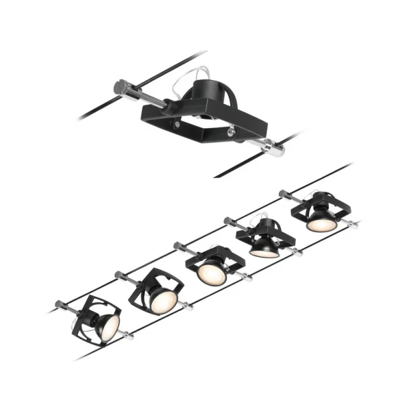 Paulmann - Wire Mac II kabelsysteem, 5-lamps, 5 m zwart
