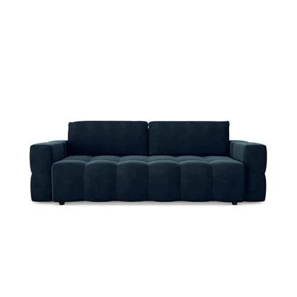 Pauwblauw fluwelen walnoten 4-zits slaapbank in kist