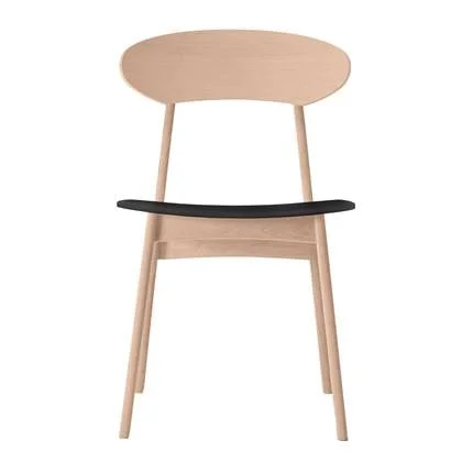 PBJ Designhouse Tribe stoel Licht Eiken, Zwart Leer