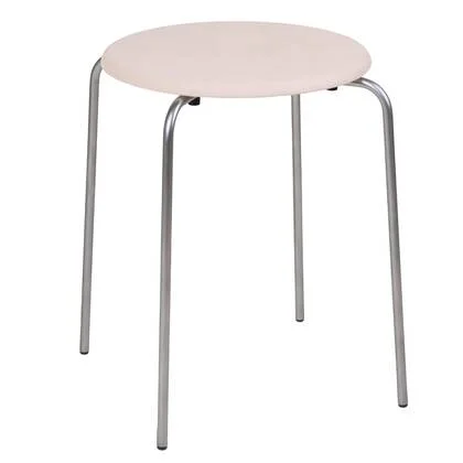 Petit Rond kruk Stainless Steel | Naturel Leather