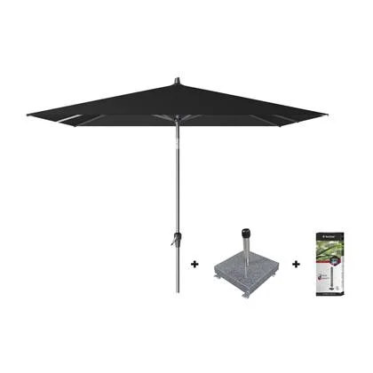 Platinum Riva stokparasol 2.5x2.5 - Black met voet en hoes