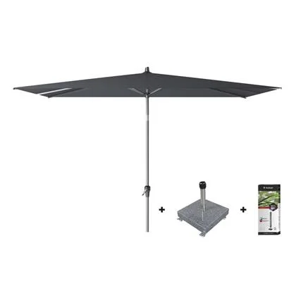 Platinum Riva stokparasol 3x2 - Antraciet met voet en hoes