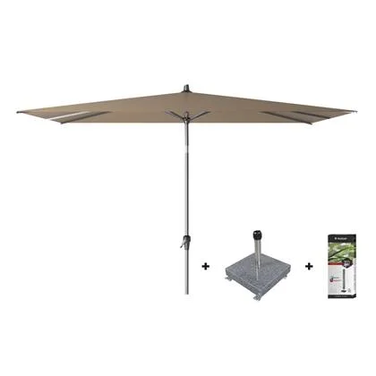 Platinum Riva stokparasol 3x2 - Taupe met voet en hoes