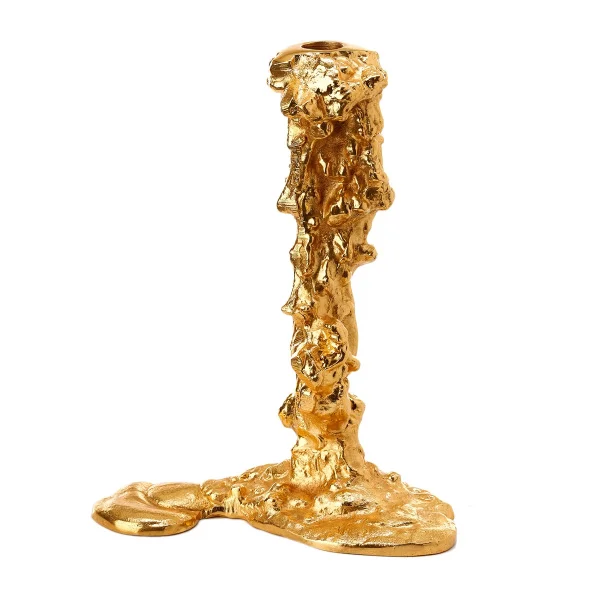 POLSPOTTEN Drip kandelaar L 25 cm Goud