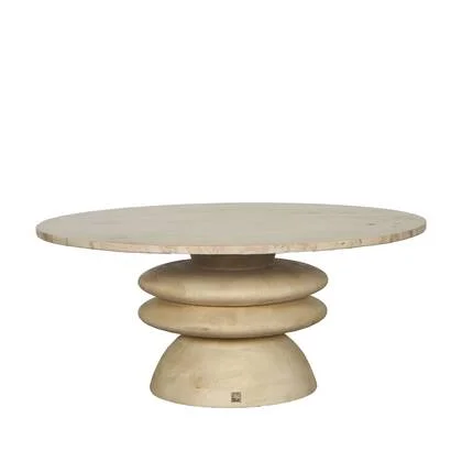 PTMD Callain Natural Mango Wood Coffee Table Marble Top