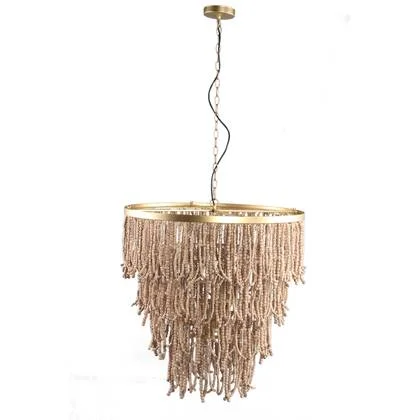 PTMD Cille Natural hanging lamp wood beaded loose