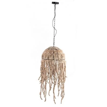 PTMD Doritty Natural hanging lamp wood beaded round