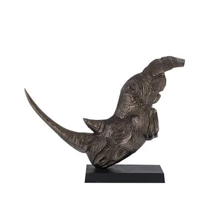 PTMD Iriss Brass casted alu rhino statue black base