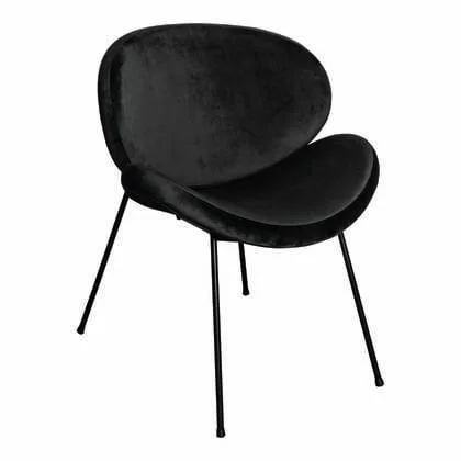 PTMD Janne Velvet Zwart eetkamer stoel metalen poo