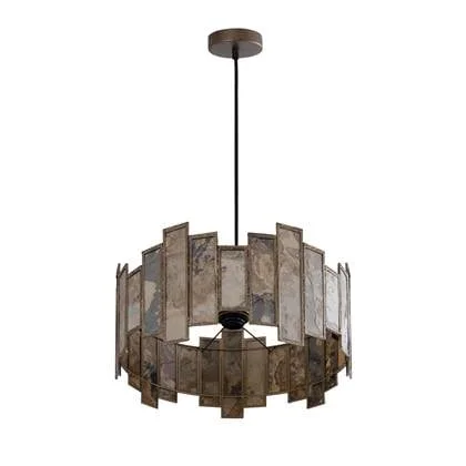 PTMD Levan Brass stone veneer hanging lamp round