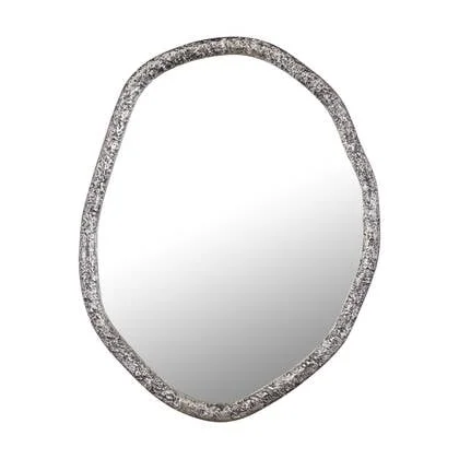PTMD Paislie Nickel Organic Shaped Mirror Round