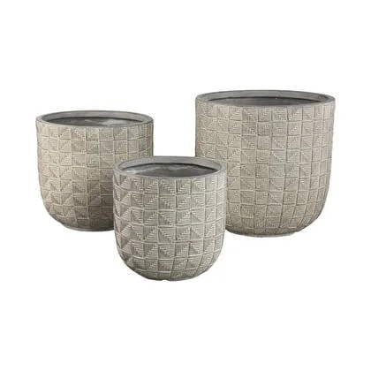 PTMD Suguna Grey Round Magnesium Pot Squares Low SV3