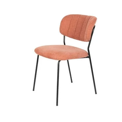 Puur - Viken eetkamerstoel stof - roze|oranje - zwart onderstel