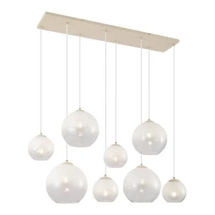 QAZQA Art Deco hanglamp beige met wit glas 8-lichts - Sandra