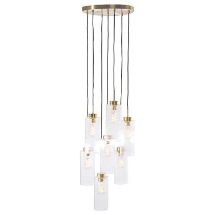 QAZQA Art Deco hanglamp goud met glas 7-lichts - Laura