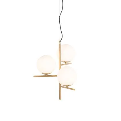 QAZQA Art Deco hanglamp goud met glas opaal 3-lichts - Flore