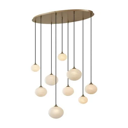 QAZQA Art Deco hanglamp goud met opaal glas 9-lichts - Yani