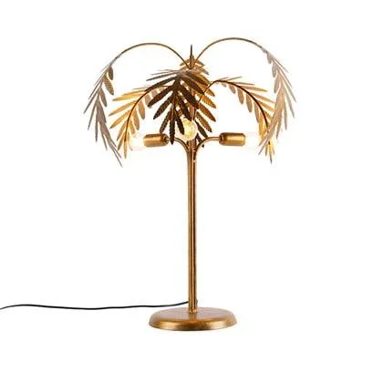 QAZQA Art Deco tafellamp goud 3-lichts - Botanica